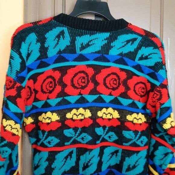 Rose Vintage Knit Multi Color Crewneck Sweater - Picture 8 of 9